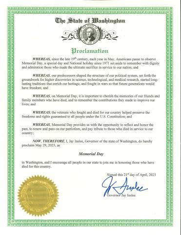 2023 Memorial Day Proclamation