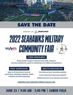 Seahawks Task Force 12 Military Community Fair - A Seahawks and YesVets  hiring event