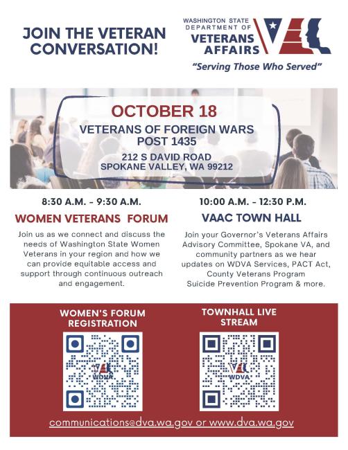 Women Veterans Forum and Town Hall Flyer