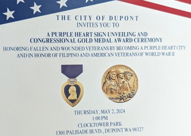 Purple Heart Sign Unveiling and Congressional Gold Medal Award Ceremony